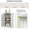 White Cabinet Triangle Corner Storage Cabinet with Adjustable Shelf Modern Style MDF Board