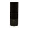 Syrah Corner Bar Cabinet, Eight Bottle Cubbies, Double Door, Two Open Shelves -Black