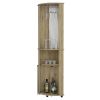 Oregon Corner Bar Cabinet, 3-Tier Shelf with Glass Rack