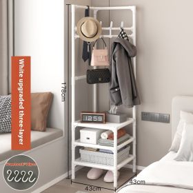 Corner Coat Rack Multi-layer Assembly Hanging Bedroom (Option: Upgrade Three Layer White-Factory Direct Sales)