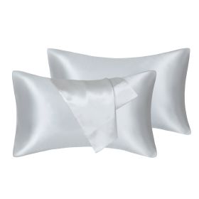 75D Satin Artificial Silk Pillowcase (Option: Silver-King 20X36in)