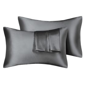 75D Satin Artificial Silk Pillowcase (Option: Dark Grey-Queen 20X30in)