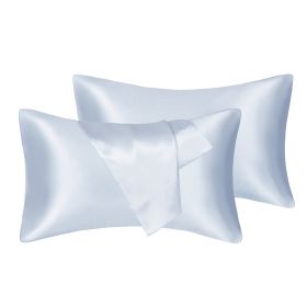 75D Satin Artificial Silk Pillowcase (Option: Sky Blue-King 20X36in)