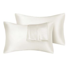 75D Satin Artificial Silk Pillowcase (Option: Ivory-Queen 20X30in)