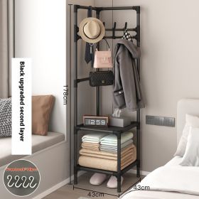 Corner Coat Rack Multi-layer Assembly Hanging Bedroom (Option: Upgraded Two Layers Of Black-Factory Direct Sales)