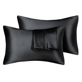 75D Satin Artificial Silk Pillowcase (Option: Black-Queen 20X30in)