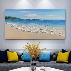 Hand Painting Wall Art Modern Abstract Ocean Landscape Home Living Room hallway bedroom luxurious decorative painting (size: 100x150cm)