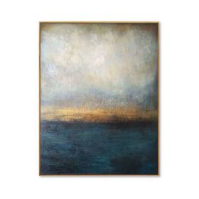 100% Hand Painted Abstract Oil Painting Wall Art Blue Minimalist Modern On Canvas Decor For Living Room Office No Frame (size: 100x150cm)