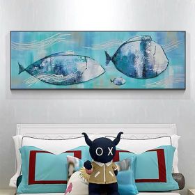 Hand Painted Oil Painting Modern Abstract Fish Family Living Room Hallway Bedroom Luxurious Decorative Painting (Style: 01, size: 150x220cm)