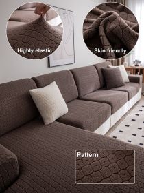 1 PC Sofa Cover Elastic All Inclusive Universal Set All Season Universal Anti Cat Scratch Sofa Cushion Cover (Color: Brown, size: 2-person seat)