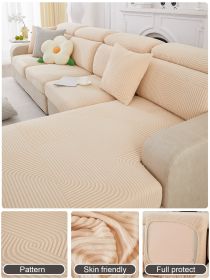 1 Pc Yunliu Jacquard Velvet Sofa Cover Full Package Anti Cat Scratch Sofa Cover Elastic Full Package Universal Four Seasons Sofa Hat (Color: Beige, size: Sofa back cover)