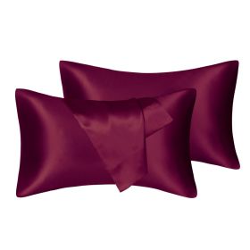 75D Satin Artificial Silk Pillowcase (Option: Wine Red-King 20X36in)