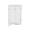 Triangle Bathroom Storage Cabinet with Adjustable Shelves, Freestanding Floor Cabinet for Home Kitchen