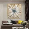 Abstract Golden White Flowers Hand Painted Oil Painting On Canvas Art Wall Pictures Painting For Living Room Home Decor Gift