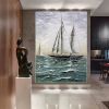 Hand Painted Impressionism Sunrise Seascape Abstract Oil Painting Canvas Art Poster Picture Wall House Decoration Mural