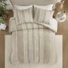 3 Piece Striped Cotton Duvet Cover Set